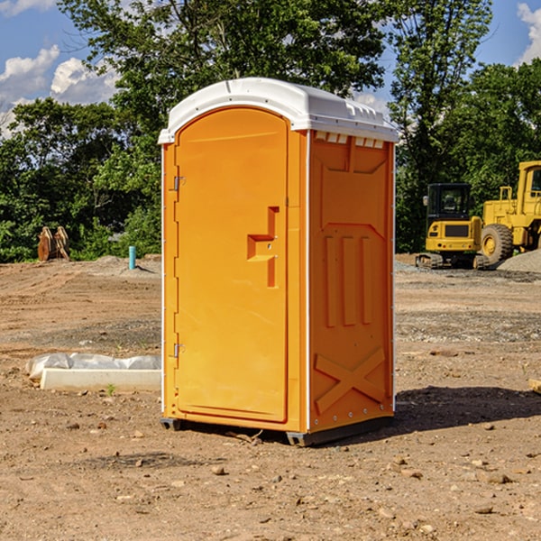 how often are the portable restrooms cleaned and serviced during a rental period in Interlachen